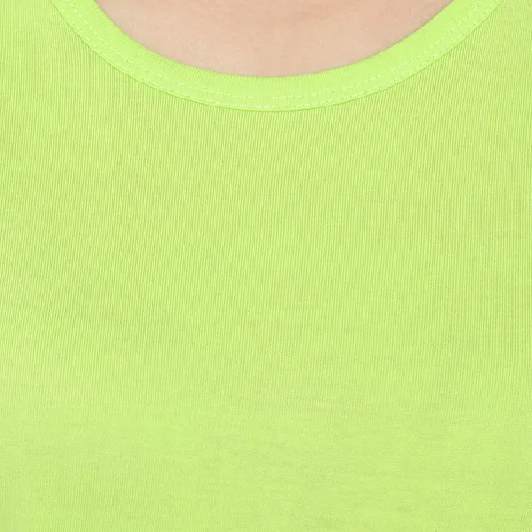 Light_Green_Pure_Cotton_Short_Sleeve_Colorblock_Round_Neck_Regular_T-Shirt_For_Women