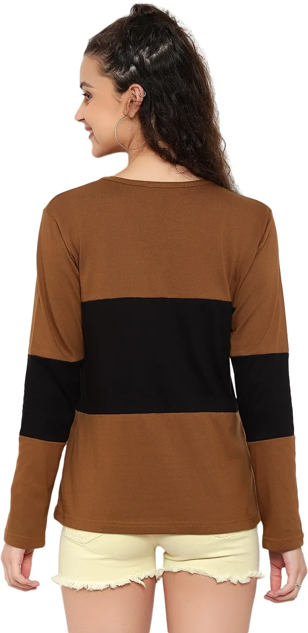 Pure_Cotton_Full_Sleeve_Colorblock_Round_Neck_Regular_T-Shirt_For_Women