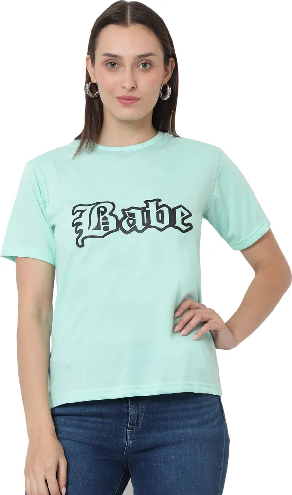 Light_Green_Cotton_Blend_Half_Sleeve_Printed_Round_Neck_Regular_T-Shirt_For_Women