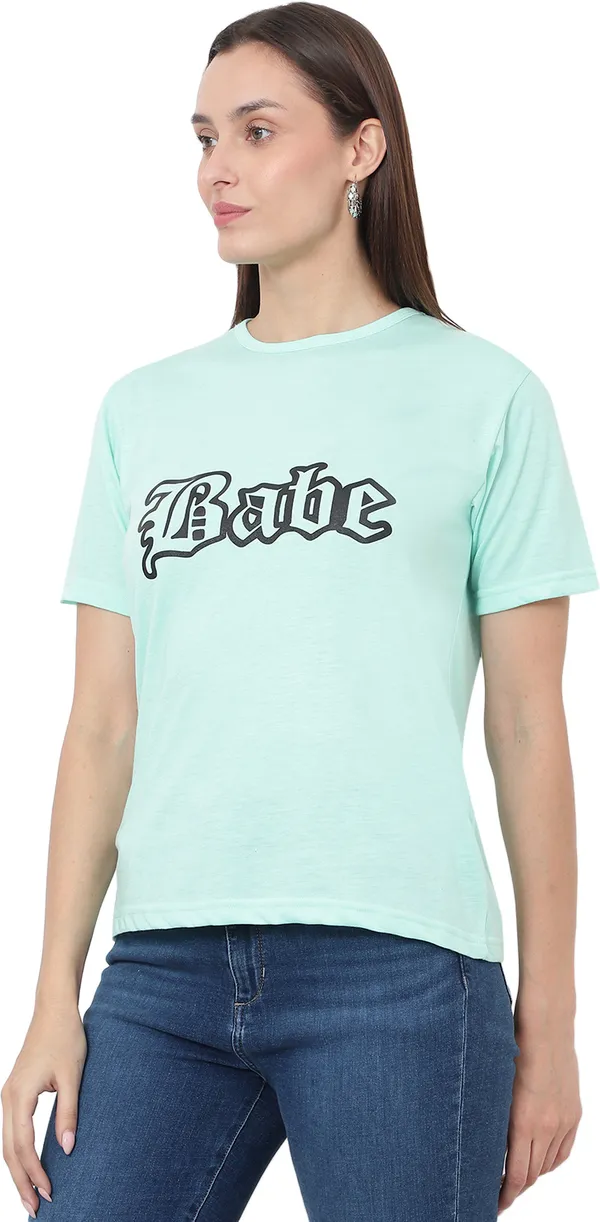 Light_Green_Cotton_Blend_Half_Sleeve_Printed_Round_Neck_Regular_T-Shirt_For_Women