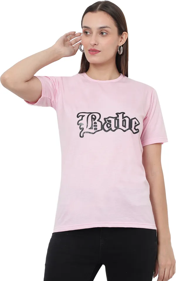 Black_&_Pink_Cotton_Blend_Half_Sleeve_Printed_Round_Neck_Regular_T-Shirt_For_Women