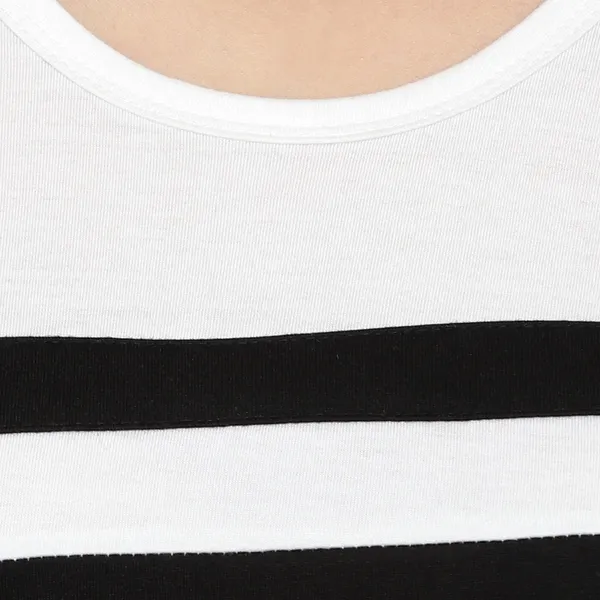 Black_Pure_Cotton_Short_Sleeve_Colorblock_Round_Neck_Regular_T-Shirt_For_Women