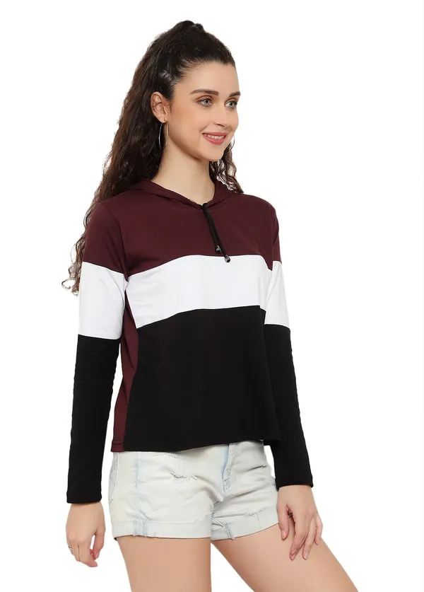Purple_Pure_Cotton_Full_Sleeve_Colorblock_Hooded_Neck_Regular_T-Shirt_For_Women