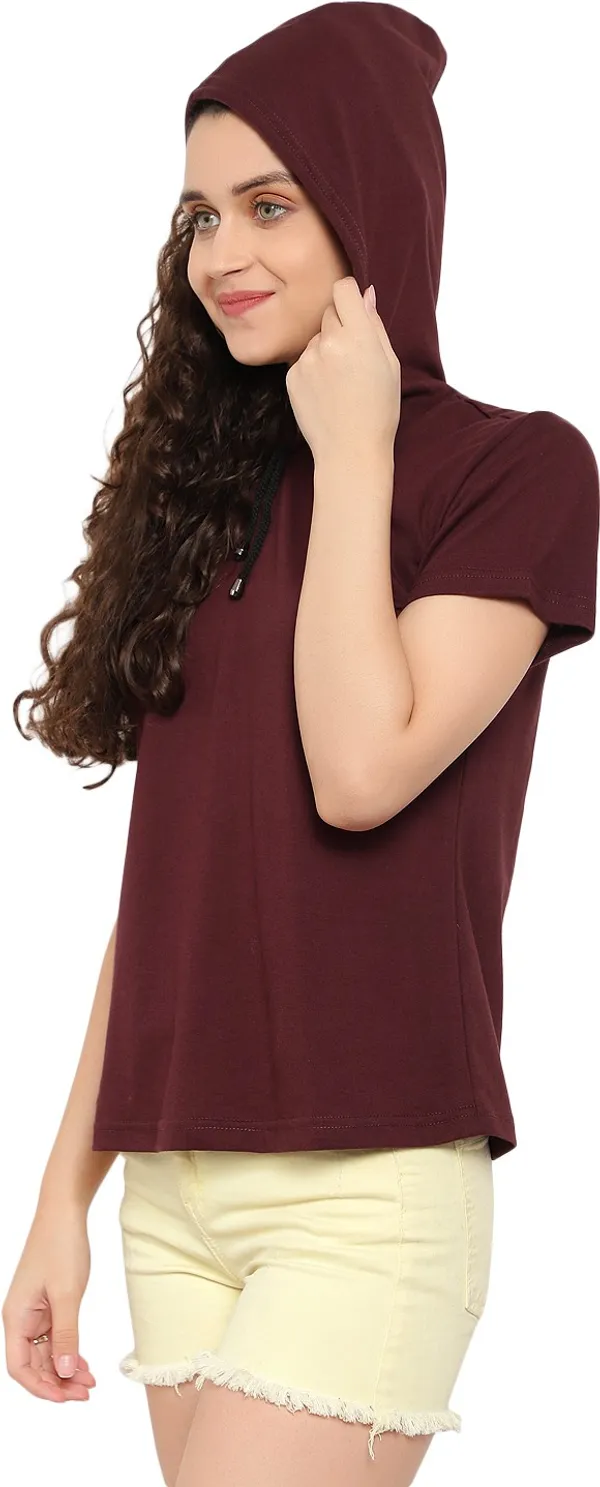 Purple_Pure_Cotton_Short_Sleeve_Solid_Hooded_Neck_Regular_T-Shirt_For_Women