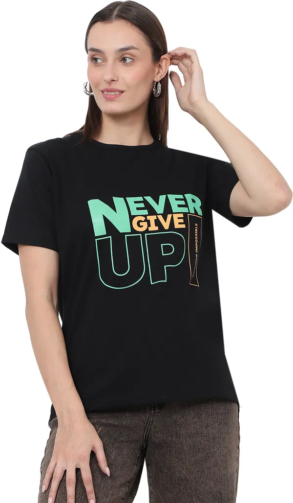 Black_Cotton_Blend_Half_Sleeve_Printed_Round_Neck_Regular_T-Shirt_For_Women