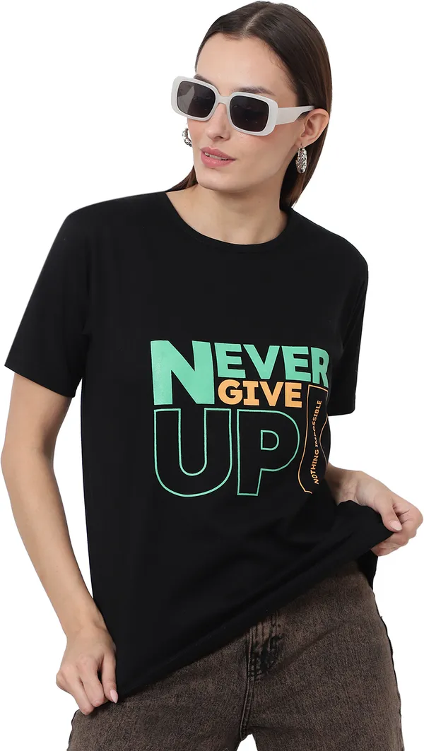 Black_Cotton_Blend_Half_Sleeve_Printed_Round_Neck_Regular_T-Shirt_For_Women