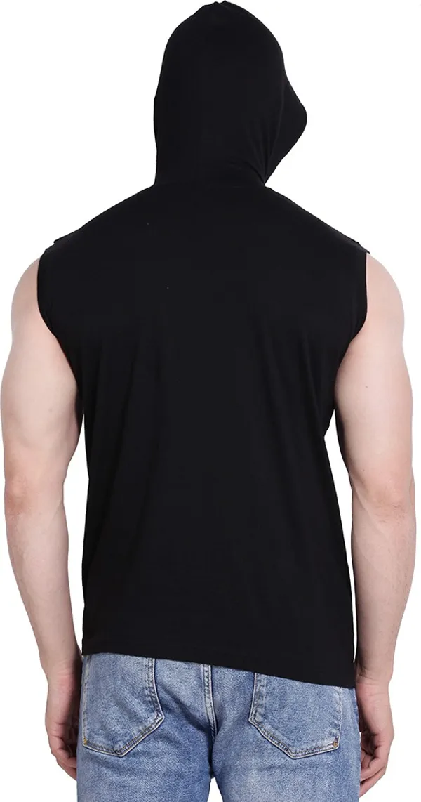 Black_Cotton_Blend_Sleeveless_Solid_Hooded_Neck_Slim_T-Shirt_For_Men