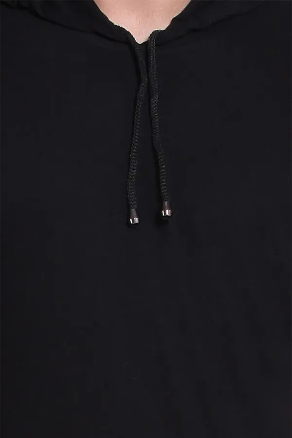 Black_Cotton_Blend_Sleeveless_Solid_Hooded_Neck_Slim_T-Shirt_For_Men
