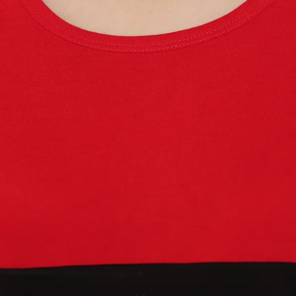 Red_Pure_Cotton_Full_Sleeve_Colorblock_Round_Neck_Regular_T-Shirt_For_Women