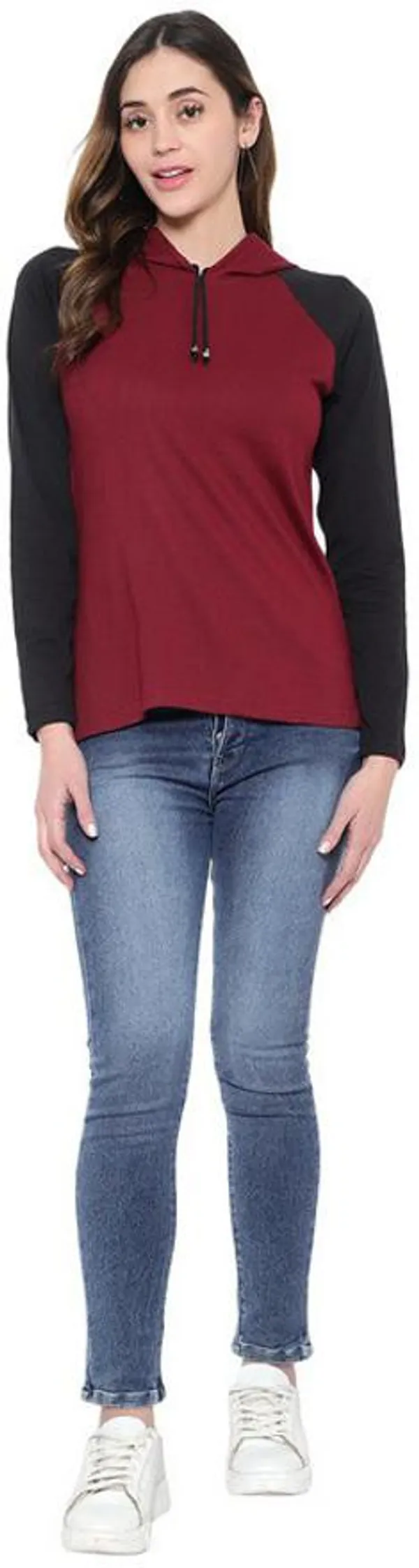 Maroon_&_Black_Pure_Cotton_Full_Sleeve_Hooded_Neck_Color_Block_Sweatshirt_For_Women