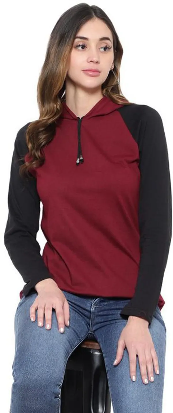Maroon_&_Black_Pure_Cotton_Full_Sleeve_Hooded_Neck_Color_Block_Sweatshirt_For_Women