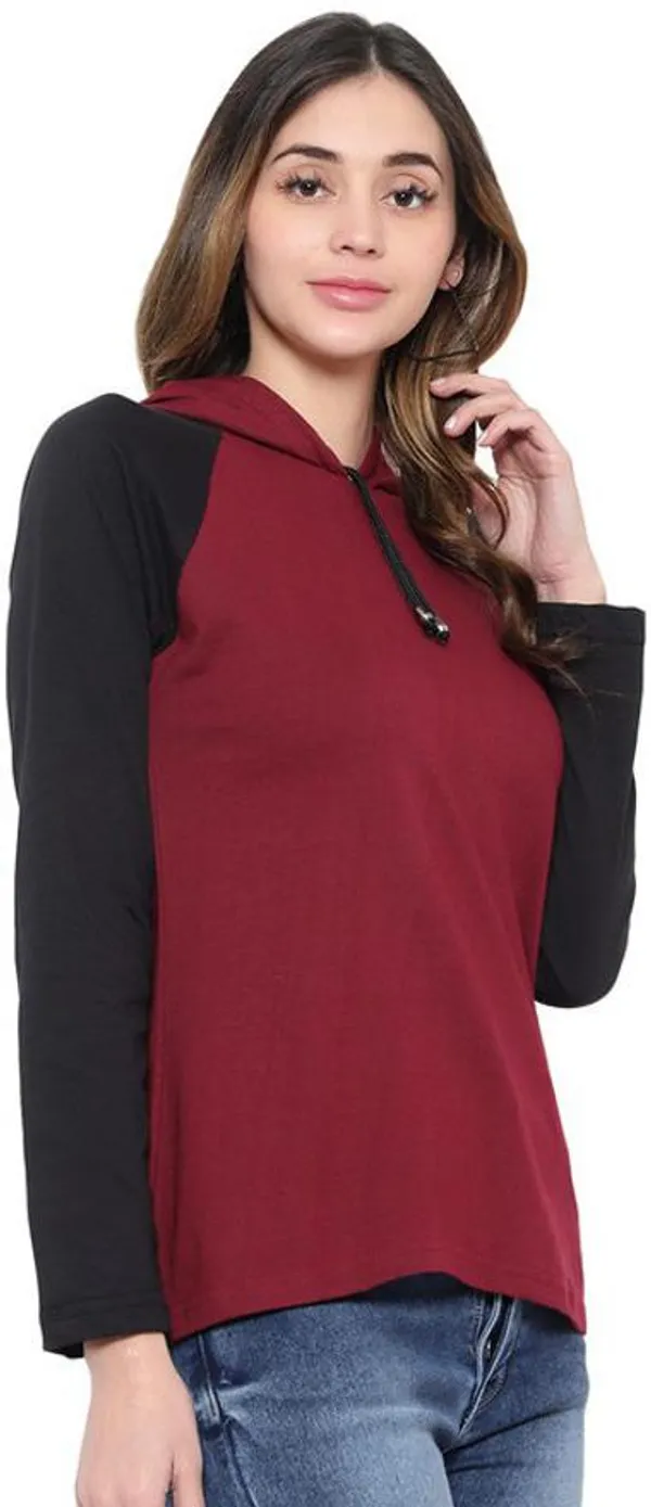 Maroon_&_Black_Pure_Cotton_Full_Sleeve_Hooded_Neck_Color_Block_Sweatshirt_For_Women