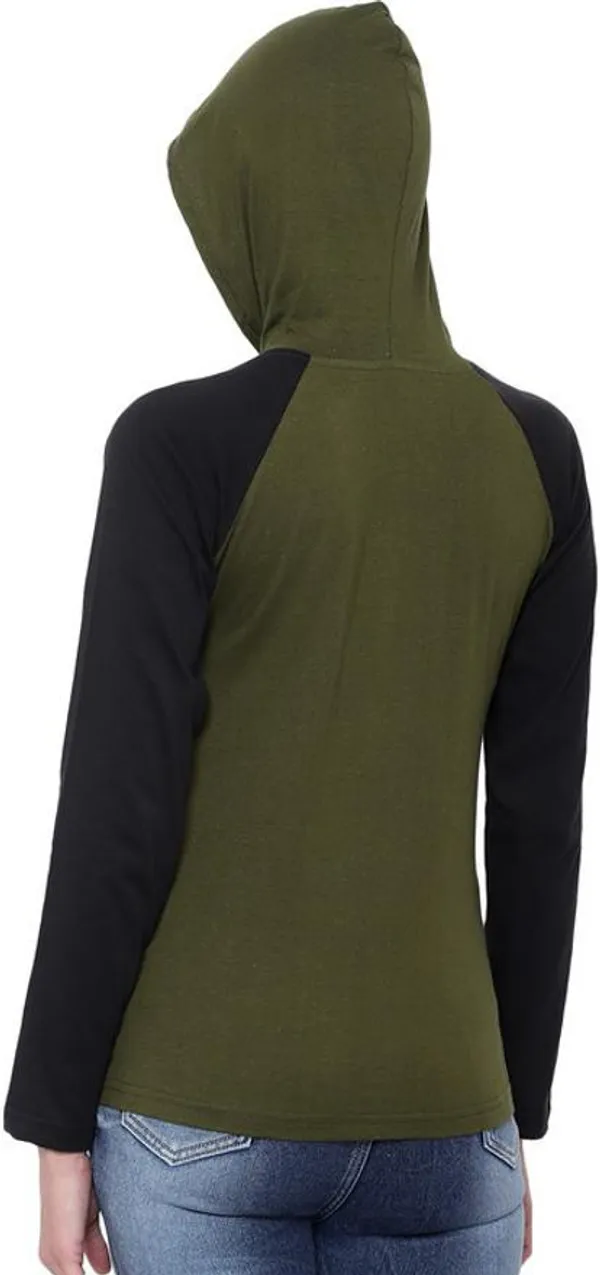 Dark_Green_&_Black_Pure_Cotton_Full_Sleeve_Hooded_Neck_Color_Block_Sweatshirt_For_Women