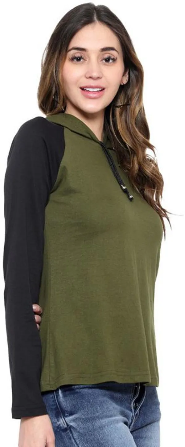 Dark_Green_&_Black_Pure_Cotton_Full_Sleeve_Hooded_Neck_Color_Block_Sweatshirt_For_Women
