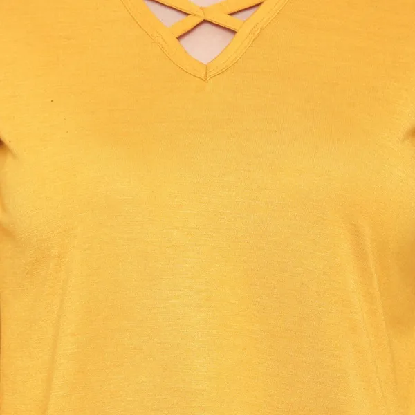 Yellow_Cotton_Blend_Full_Sleeve_Solid_V_Neck_Regular_T-Shirt_For_Women