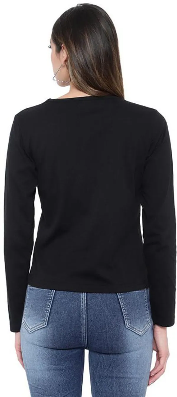 Black_Cotton_Blend_Full_Sleeve_Solid_V_Neck_Regular_T-Shirt_For_Women