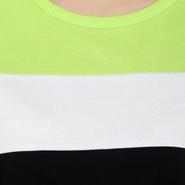 Pure_Cotton_Short_Sleeve_Colorblock_Round_Neck_Regular_T-Shirt_For_Women