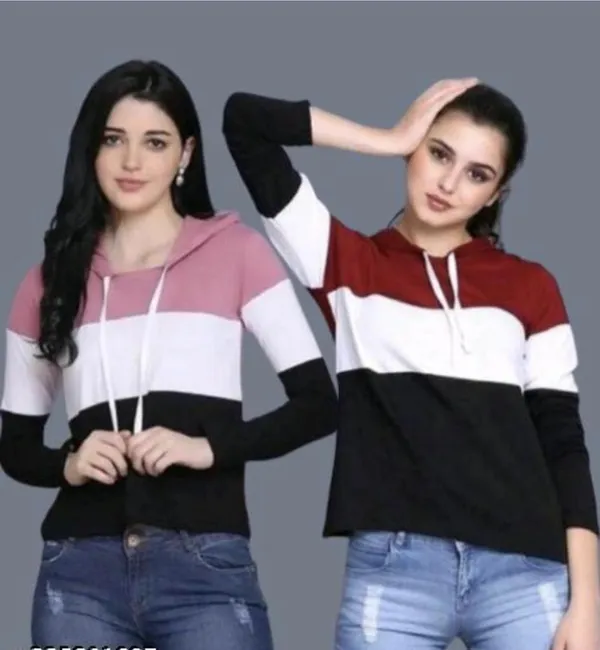 Pure_Cotton_Full_Sleeve_Colorblock_Hooded_Neck_Regular_T-Shirt_For_Women_(Pack_Of_2)