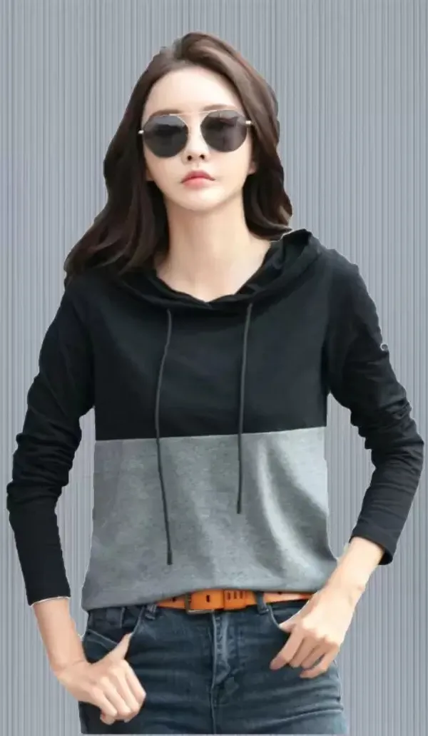 Black_&_Grey_Cotton_Blend_Full_Sleeve_Solid_Round_Neck_Regular_T-Shirt_For_Women
