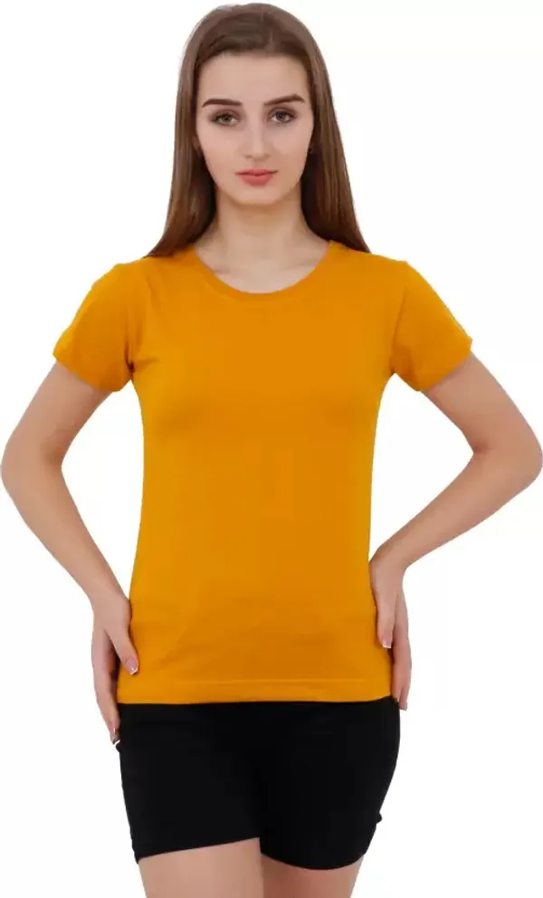 Black_Pure_Cotton_Short_Sleeve_Solid_Round_Neck_Regular_T-Shirt_For_Women