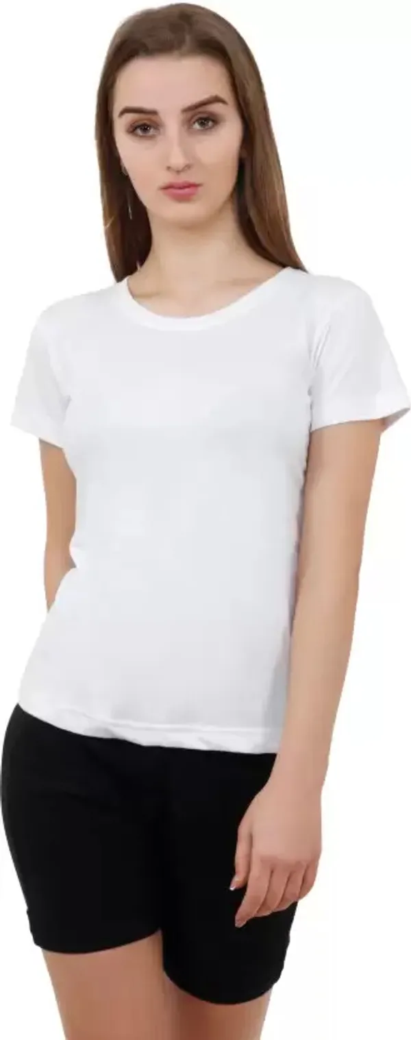 White_Pure_Cotton_Short_Sleeve_Solid_Round_Neck_Regular_T-Shirt_For_Women