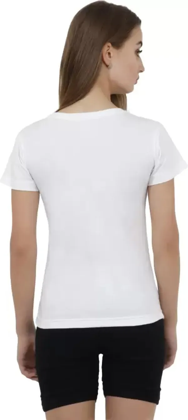 White_Pure_Cotton_Short_Sleeve_Solid_Round_Neck_Regular_T-Shirt_For_Women