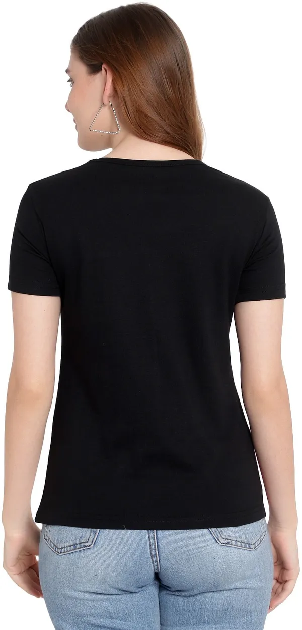 Pure_Cotton_Short_Sleeve_Colorblock_Round_Neck_Regular_T-Shirt_For_Women