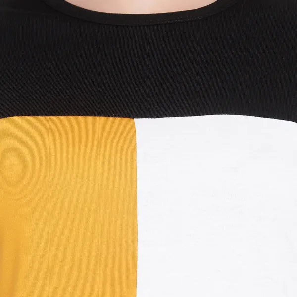 Pure_Cotton_Short_Sleeve_Colorblock_Round_Neck_Regular_T-Shirt_For_Women