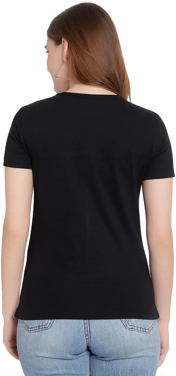 Pure_Cotton_Short_Sleeve_Colorblock_Round_Neck_Regular_T-Shirt_For_Women