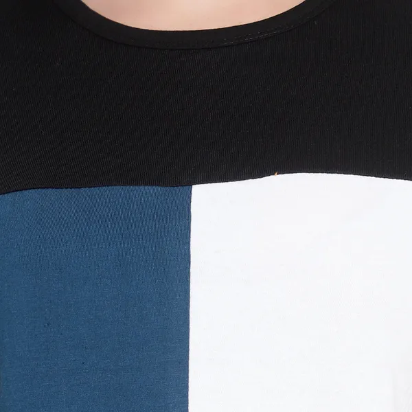 Pure_Cotton_Short_Sleeve_Colorblock_Round_Neck_Regular_T-Shirt_For_Women