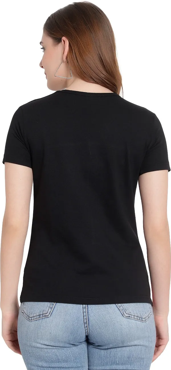 Pure_Cotton_Short_Sleeve_Colorblock_Round_Neck_Regular_T-Shirt_For_Women