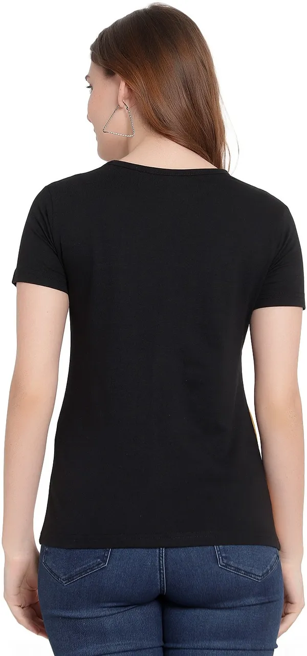 Pure_Cotton_Short_Sleeve_Colorblock_Round_Neck_Regular_T-Shirt_For_Women