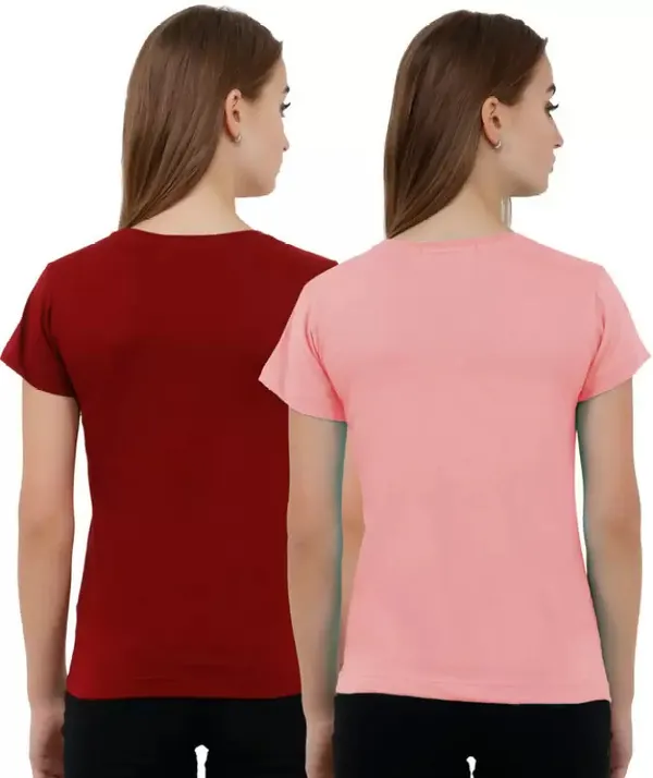Pink_Pure_Cotton_Half_Sleeve_Solid_Round_Neck_Regular_T-Shirt_For_Women_(Pack_Of_2)