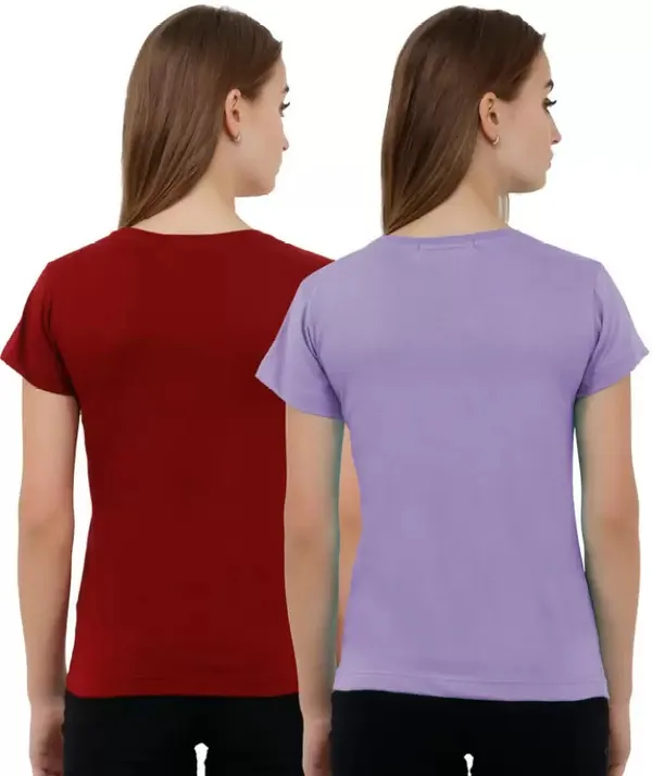 Black_&_Pink_Pure_Cotton_Half_Sleeve_Solid_Round_Neck_Regular_T-Shirt_For_Women_(pack_Of_2)