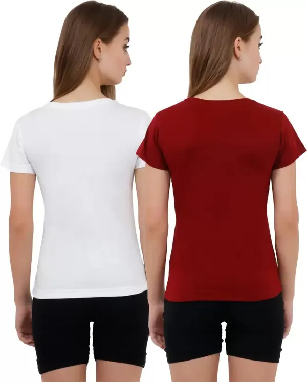 Black_&_Pink_Pure_Cotton_Half_Sleeve_Solid_Round_Neck_Regular_T-Shirt_For_Women_(pack_Of_2)