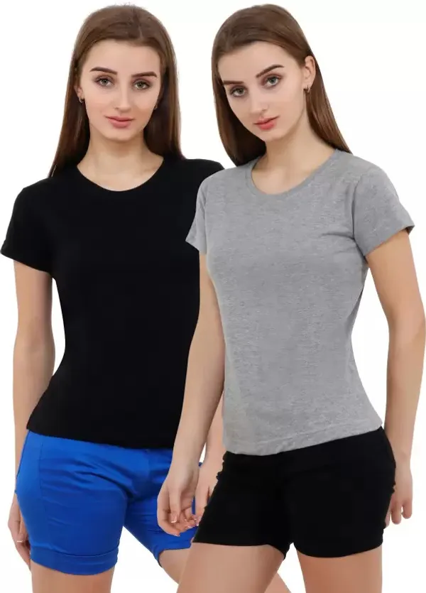 Pure_Cotton_Half_Sleeve_Solid_Round_Neck_Regular_T-Shirt_For_Women_(Pack_Of_2)