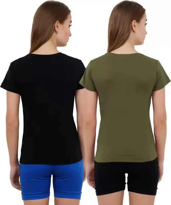 Black_&_Pink_Pure_Cotton_Half_Sleeve_Solid_Round_Neck_Regular_T-Shirt_For_Women_(Pack_of_2)