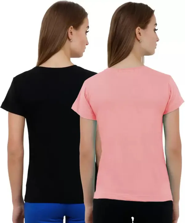 Black_&_Pink_Pure_Cotton_Half_Sleeve_Solid_Round_Neck_Regular_T-Shirt_For_Women_(pack_Of_2)