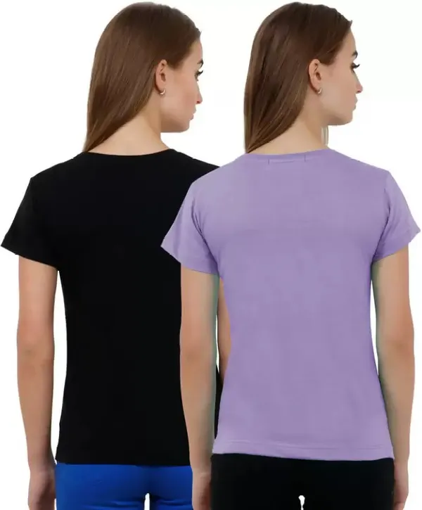 Black_&_Pink_Pure_Cotton_Half_Sleeve_Solid_Round_Neck_Regular_T-Shirt_For_Women_(pack_of_2)