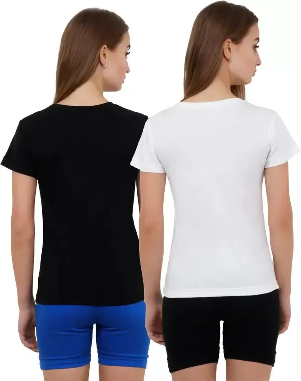 Black_&_Pink_Pure_Cotton_Half_Sleeve_Solid_Round_Neck_Regular_T-Shirt_For_Women_(pack_Of_2)