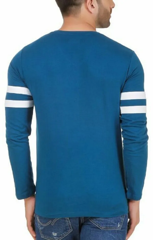 Blue_Cotton_Blend_Full_Sleeve_Solid_V_Neck_Regular_T-Shirt_For_Men