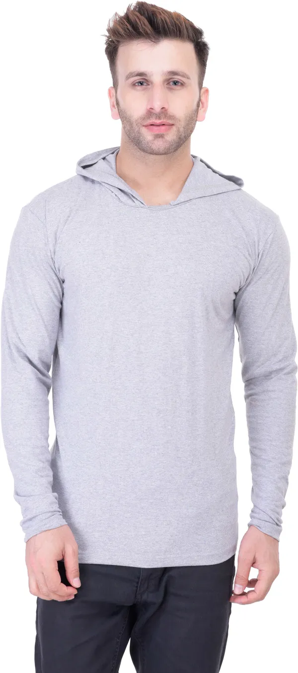 Grey_Cotton_Blend_Full_Sleeve_Solid_Hooded_Neck_Regular_T-Shirt_For_Men