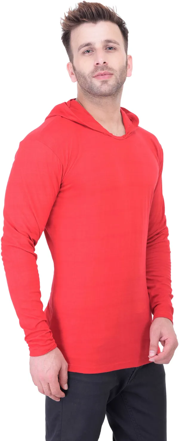 Red_Cotton_Blend_Full_Sleeve_Solid_Hooded_Neck_Regular_T-Shirt_For_Men