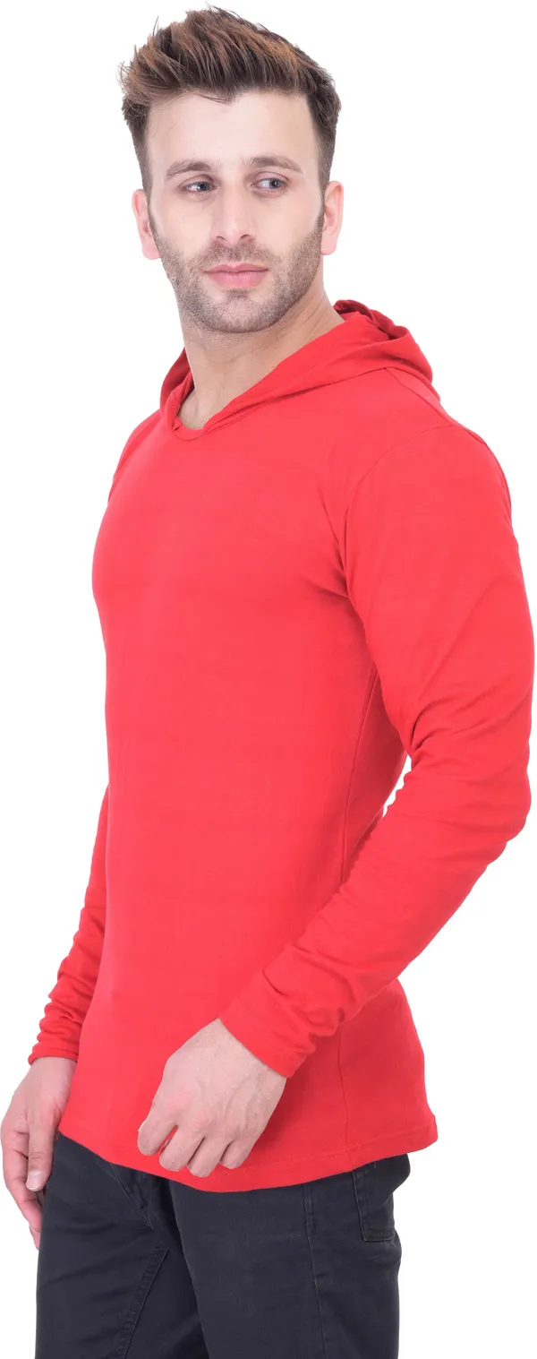 Red_Cotton_Blend_Full_Sleeve_Solid_Hooded_Neck_Regular_T-Shirt_For_Men
