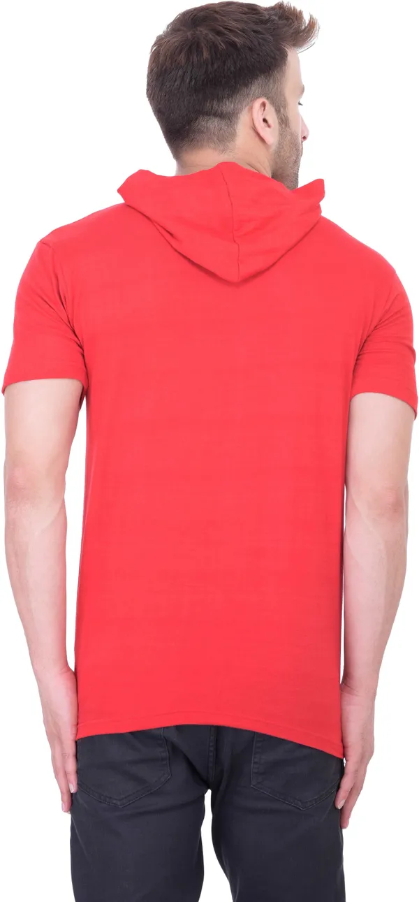 Red_Cotton_Blend_Half_Sleeve_Solid_Hooded_Neck_Regular_T-Shirt_For_Men