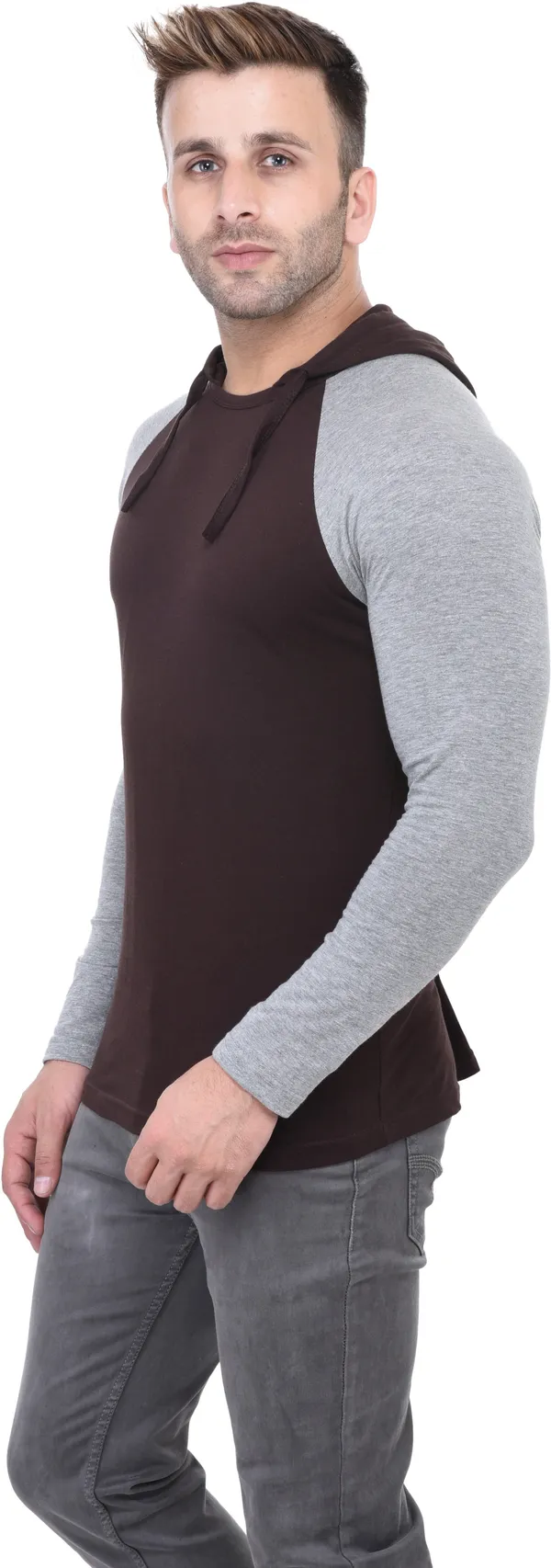 Brown_Cotton_Blend_Full_Sleeve_Solid_Round_Neck_Regular_T-Shirt_For_Men