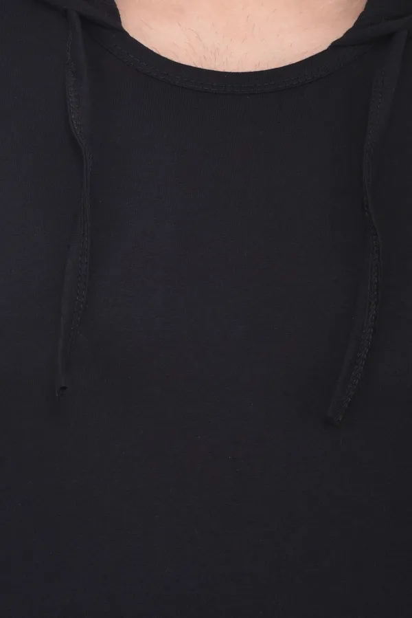 Black_Cotton_Blend_Half_Sleeve_Solid_Hooded_Neck_Regular_T-Shirt_For_Men