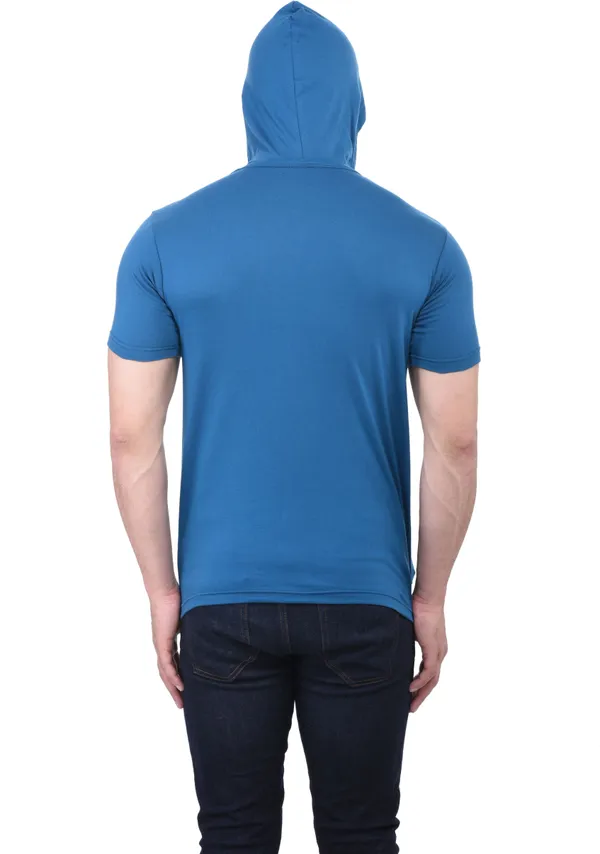 Light_Blue_Cotton_Blend_Short_Sleeve_Solid_Hooded_Neck_Slim_T-Shirt_For_Men
