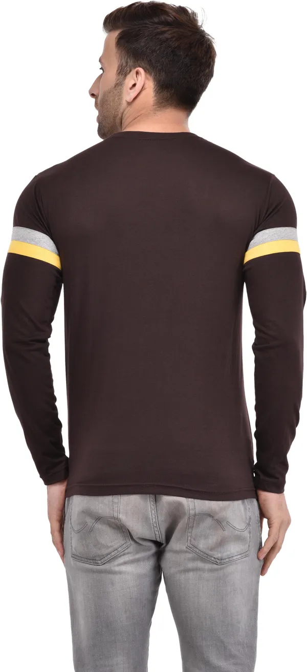 Brown_Cotton_Blend_Full_Sleeve_Striped_Round_Neck_Slim_T-Shirt_For_Men