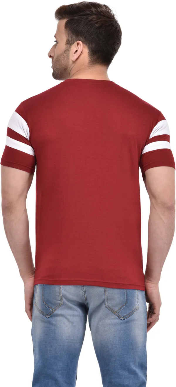 Maroon_Cotton_Blend_Half_Sleeve_Colorblock_Round_Neck_Slim_T-Shirt_For_Men